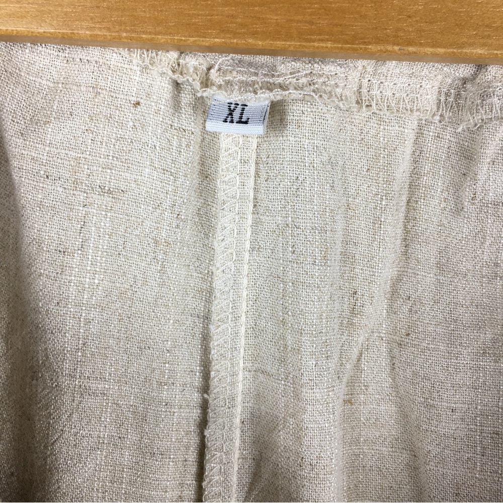 No Brand Women's Beige Linen Blend Wide Leg Pull On Pant Size XL - Picture 2 of 10